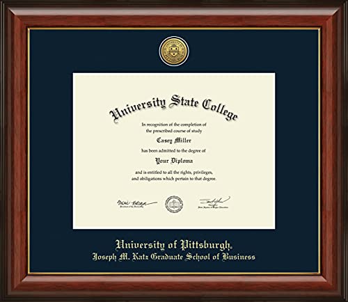 University of Pittsburgh Joseph M. Katz Graduate School of Business - Officially Licensed - Gold Medallion Diploma Frame - Document Size 11" x 8.5"