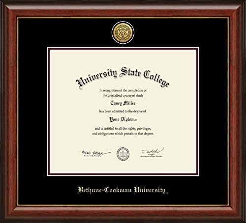 Bethune-Cookman University - Officially Licensed - Master's - Gold Medallion Diploma Frame - Document Size 13" x 11"