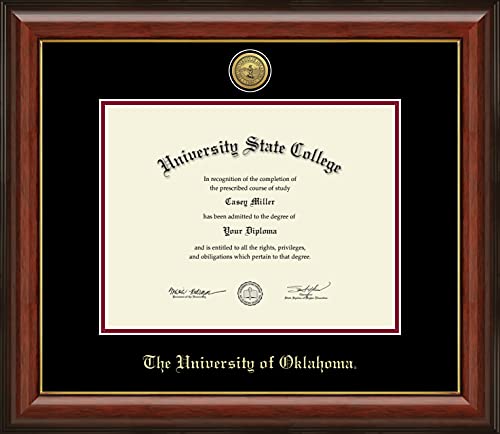 The University of Oklahoma - Officially Licensed - Gold Medallion Diploma Frame - Document Size 11" x 8.5"