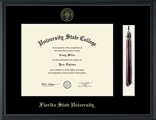 Framerly For Florida State University - Officially Licensed - Gold Embossed Tassel Diploma Frame - Document Size 14" x 11"