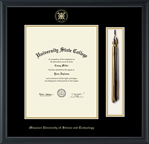 Missouri University of Science and Technology - Officially Licensed - Bachelor's/Master's - Gold Embossed Tassel Diploma Frame - Document Size 8.5" x 11"