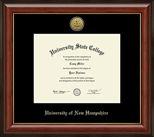 University of New Hampshire - Officially Licensed - Gold Medallion Diploma Frame - Document Size 10" x 8"