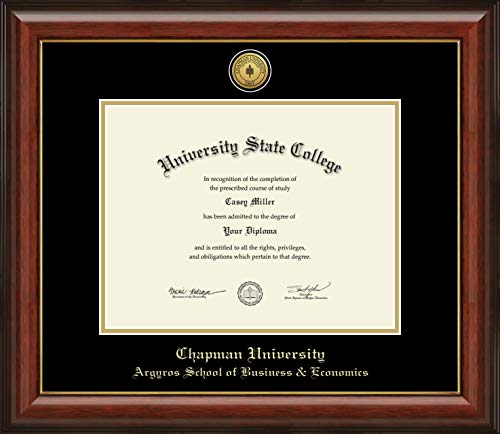 Chapman University Argyros School of Business & Economics - Officially Licensed - Gold Medallion Diploma Frame - Document Size 11" x 8.5"