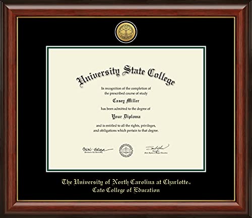 Framerly For The University of North Carolina at Charlotte Cato College of Education - Officially Licensed - Gold Medallion Diploma Frame - Document Size 14" x 11"