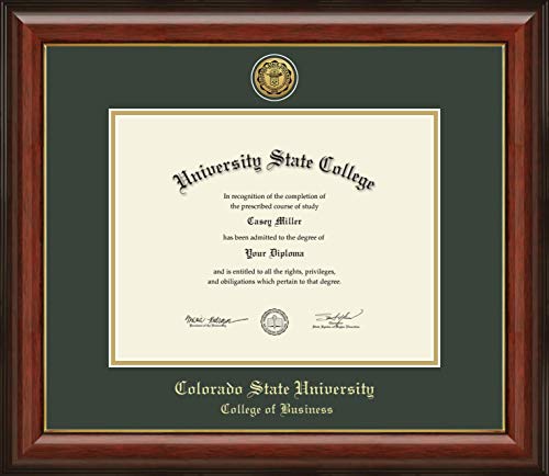 Colorado State University College of Business - Officially Licensed - Gold Medallion Diploma Frame - Document Size 11" x 8.5"