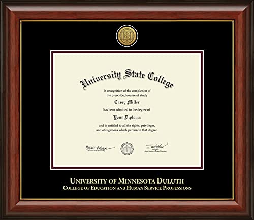 University of Minnesota Duluth College of Education and Human Service Professions - Officially Licensed - Gold Medallion Diploma Frame - Document Size 11" x 8.5"