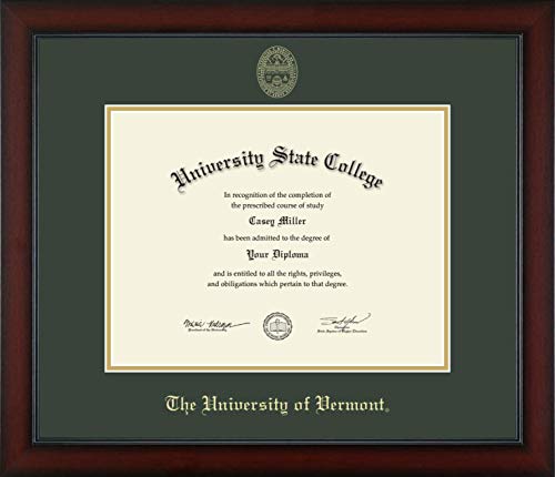 The University of Vermont - Officially Licensed - Master's/PhD - Gold Embossed Diploma Frame - Document Size 13" x 10"