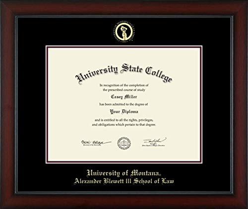 University of Montana Missoula Alexander Blewett III School of Law - Officially Licensed - Gold Embossed Diploma Frame - Document Size 16" x 12"