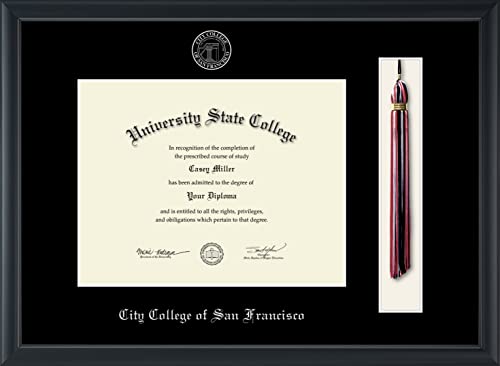 City College of San Francisco - Officially Licensed - Silver Embossed Tassel Diploma Frame - Document Size 11" x 8.5"