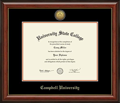 Campbell University - Officially Licensed - Gold Medallion Diploma Frame - Document Size 14" x 11"