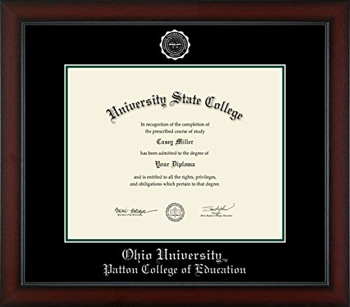 Ohio University Patton College of Education - Officially Licensed - PhD - Silver Embossed Diploma Frame - Document Size 15" x 12"