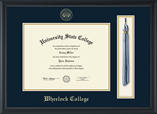 Wheelock College - Officially Licensed - Gold Embossed Tassel Diploma Frame - Document Size 11" x 8.5"