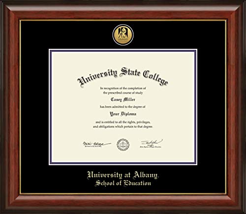 University at Albany State University of New York School of Education - Officially Licensed - Gold Medallion Diploma Frame - Document Size 11" x 8.5"