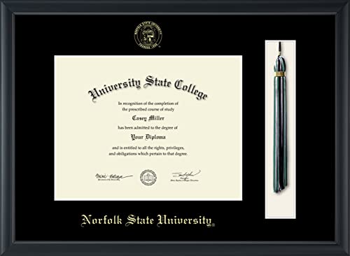 Norfolk State University - Officially Licensed - Bachelor's/PhD - Gold Embossed Tassel Diploma Frame - Document Size 11" x 8.5"