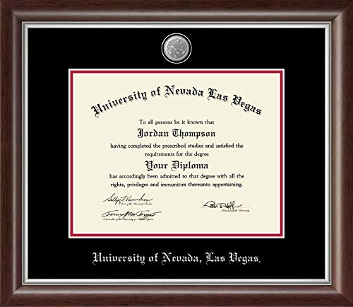 Church Hill Classics University of Nevada Las Vegas - Silver Engraved Medallion - Featuring Devonshire Moulding - Officially Licensed - Diploma Size 11" x 8.5"