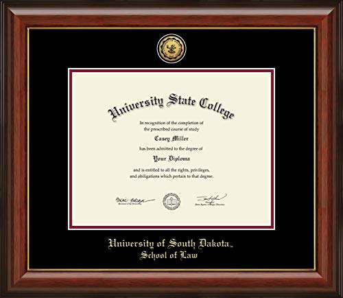 University of South Dakota School of Law - Officially Licensed - Gold Medallion Diploma Frame - Document Size 11" x 8.5"