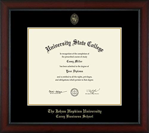 Johns Hopkins University Carey Business School - Officially Licensed - Gold Embossed Diploma Frame - Document Size 17" x 14"