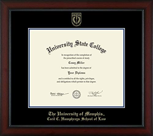 The University of Memphis Cecil C. Humphreys School of Law - Officially Licensed - 2010 to Present PhD - Gold Embossed Diploma Frame - Document Size 17" x 14"