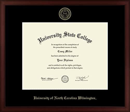 Framerly For University of North Carolina Wilmington - Officially Licensed - Gold Embossed Diploma Frame - Document Size 14" x 11"