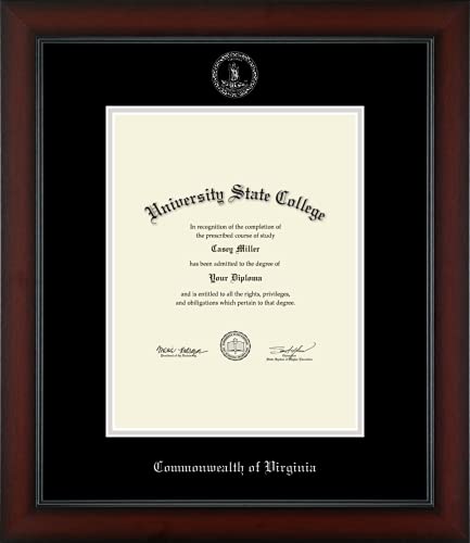 Commonwealth of Virginia - Officially Licensed - Silver Embossed Official State Seal Document Frame - Certificate Size 8.5" x 11"