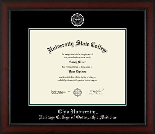 Ohio University Heritage College of Osteopathic Medicine - Officially Licensed - Bachelor's/Master's - Silver Embossed Diploma Frame - Document Size 14" x 11"