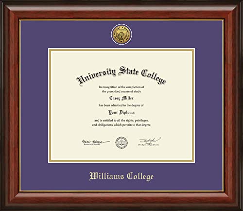 Williams College - Officially Licensed - Gold Medallion Diploma Frame - Document Size 11" x 8.5"