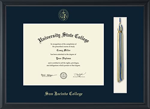 San Jacinto College - Officially Licensed - Gold Embossed Tassel Diploma Frame - Document Size 11" x 8.5"