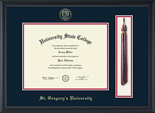 St. Gregory's University - Officially Licensed - Bachelor's/Master's - Gold Embossed Tassel Diploma Frame - Document Size 11" x 8.5"