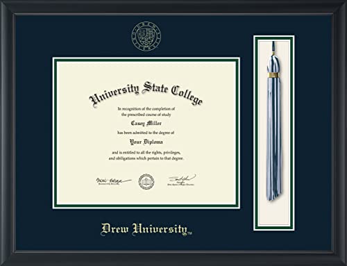 Drew University - Officially Licensed - Gold Embossed Tassel Diploma Frame - Document Size 10" x 8"