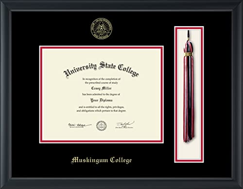 Muskingum College - Officially Licensed - Gold Embossed Tassel Diploma Frame - Document Size 9" x 7"