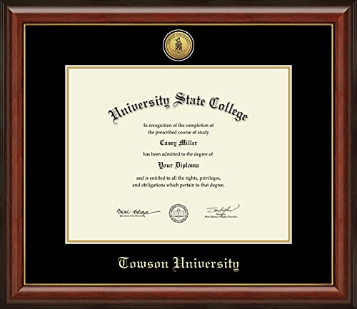 Towson University - Officially Licensed - Gold Medallion Diploma Frame - Document Size 14" x 11"