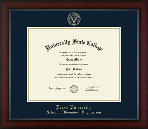 Drexel University School of Biomedical Engineering - Officially Licensed - Gold Embossed Diploma Frame - Document Size 14" x 11"