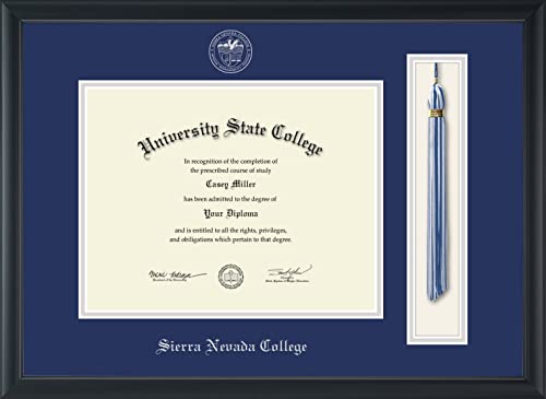 Sierra Nevada College - Officially Licensed - Silver Embossed Tassel Diploma Frame - Document Size 11" x 8.5"