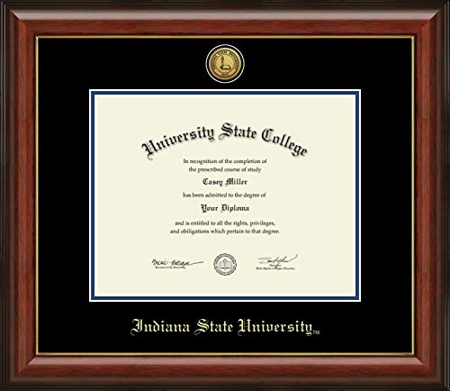 Indiana State University - Officially Licensed - Bachelor's/Master's - Gold Medallion Diploma Frame - Document Size 11" x 8.5"