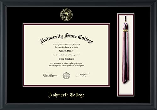 Ashworth College - Officially Licensed - Gold Embossed Tassel Diploma Frame - Document Size 11" x 8"