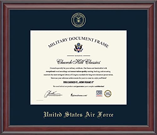 Church Hill Classics United States Air Force Certificate Frame - Featuring Studio Moulding - Horizontal Orientation - Officially Licensed - Document Size 11" x 8.5"