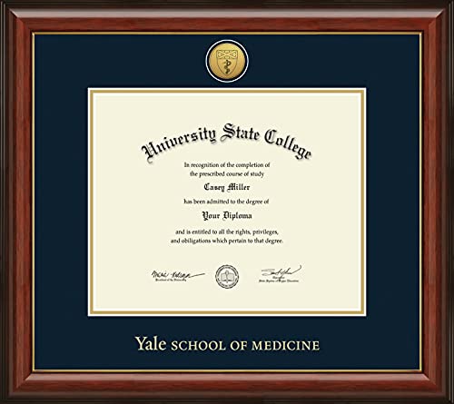 Yale University School of Medicine - Officially Licensed - Gold Medallion Diploma Frame - Document Size 12.625" x 10.313"