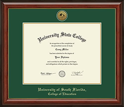 University of South Florida College of Education - Officially Licensed - Gold Medallion Diploma Frame - Document Size 14" x 11"