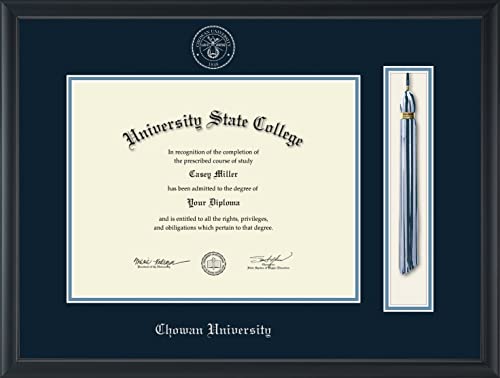 Chowan University - Officially Licensed - Silver Embossed Tassel Diploma Frame - Document Size 13" x 10"