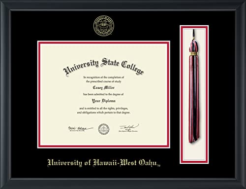 University of Hawaii West Oahu - Officially Licensed - Gold Embossed Tassel Diploma Frame - Document Size 10" x 8"