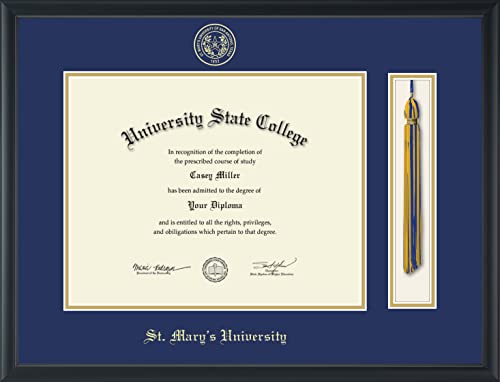 St. Mary's University - Officially Licensed - Gold Embossed Tassel Diploma Frame - Document Size 14" x 11"