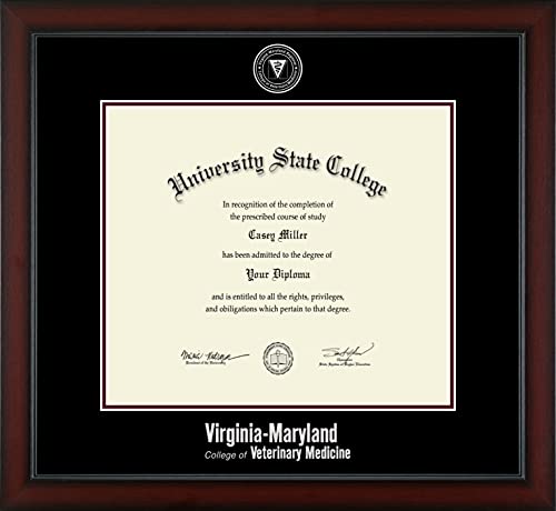 Virginia-Maryland College of Veterinary Medicine - Officially Licensed - Silver Embossed Diploma Frame - Document Size 15.5" x 13.5"