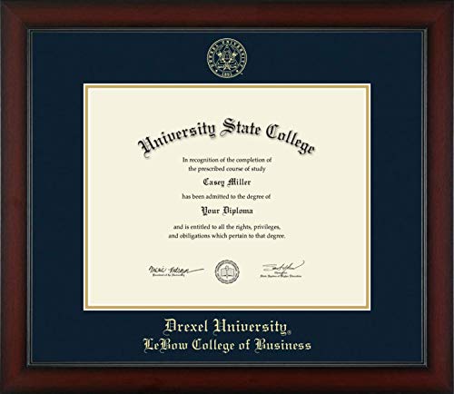 Drexel University LeBow College of Business - Officially Licensed - Gold Embossed Diploma Frame - Document Size 14" x 11"