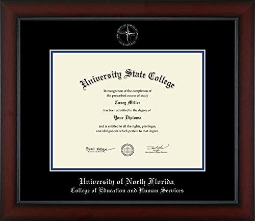 University of North Florida College of Education and Human Services - Officially Licensed - Silver Embossed Diploma Frame - Document Size 11" x 8.5"