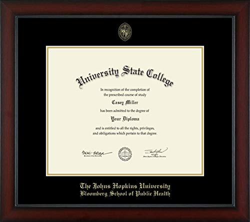 Johns Hopkins University Bloomberg School of Public Health - Officially Licensed - Gold Embossed Diploma Frame - Document Size 17" x 14"