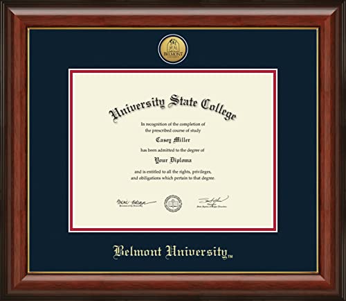 Belmont University - Officially Licensed - Gold Medallion Diploma Frame - Document Size 11" x 8.5"