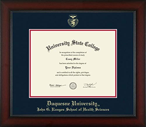 Duquesne University John G. Rangos School of Health Sciences - Officially Licensed - Bachelor's/Master's - Gold Embossed Diploma Frame - Document Size 11" x 8.5"