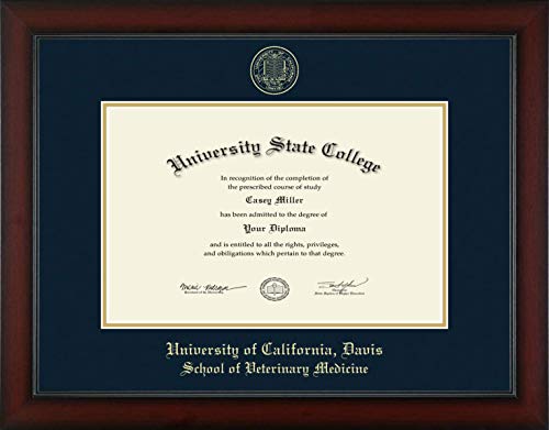 University of California Davis School of Veterinary Medicine - Officially Licensed - Gold Embossed Diploma Frame - Document Size 17" x 11"