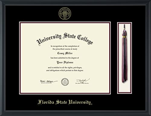 Framerly For Florida State University - Officially Licensed - Gold Embossed Tassel Diploma Frame - Document Size 14" x 11"