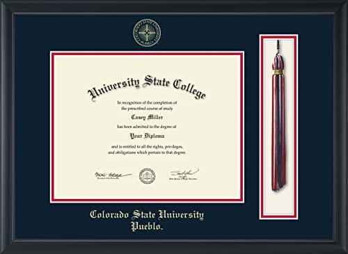 Colorado State University Pueblo - Officially Licensed - Gold Embossed Tassel Diploma Frame - Document Size 11" x 8.5"